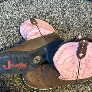 Justin Boots Pink and Brown Women's Shoes